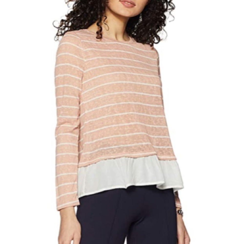 Anthropologie clu + willoughby rose pink striped shirt with back sash tie Small